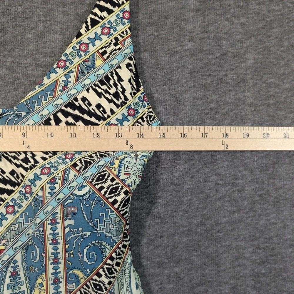 Jantzen Womens Paisley Geometric Mixed Print One Piece Swimsuit Blue Black Sz 8